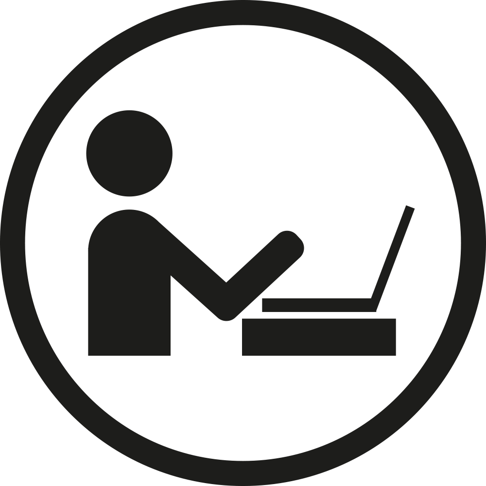 Reflex Workplaces icoon zwart met wit gevuld